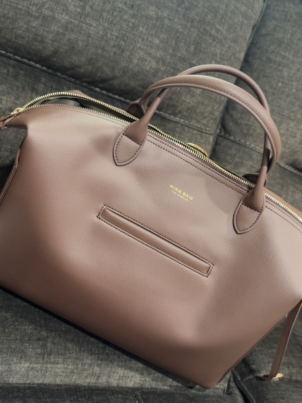 Mauve Brown Leather Satchel